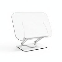Acrylic Reading Stand with Metal Supports Hands Adjustable Book Stand with Rotating Base Non-Slip Holder for Desk, Learning