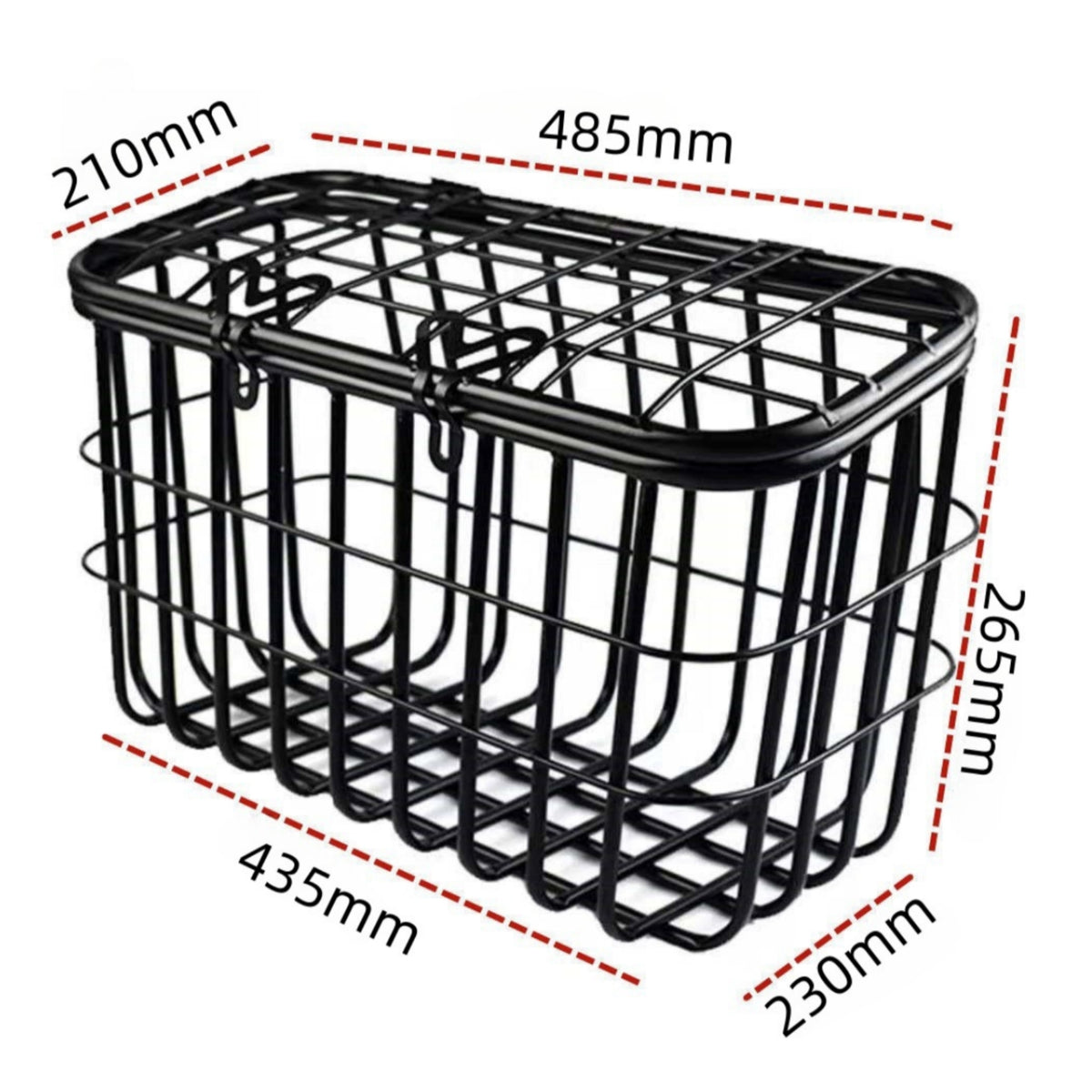 Metal Bike Basket with Lid Wire Grid Heavy Duty Rectangular for Cyclists, Commuters, Grocery Shopping, Daily Commuting
