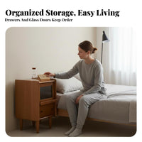 Modern Minimalist Design Narrow Bedside Cabinet Space-Saving Slim End Table with Drawer Multi-Purpose Nightstand Rounded Corners for Apartment Dwellers, Homeowners, Students, Bedroom, Small Spaces, Living Room, Entryway