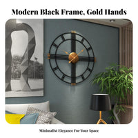 European Design Wrought Iron Timepiece Easy to Hang Modern Metal Clock Ideal Gift for Interior Designers, Adults, Bedroom, Entryway, Kitchen