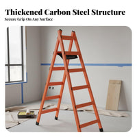 Carbon Steel Folding Ladder Foldable Design Folding Stepladder Stable Heavy Duty Herringbone Ladder for Carpenters, Homeowners, Home, Workshop, Garage