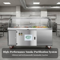 Commercial Grill with Purifier Easy to Clean Smokeless Barbecue Cart Heavy-Duty Construction Mobile Barbecue Station for Caterers, Chefs, Restaurants