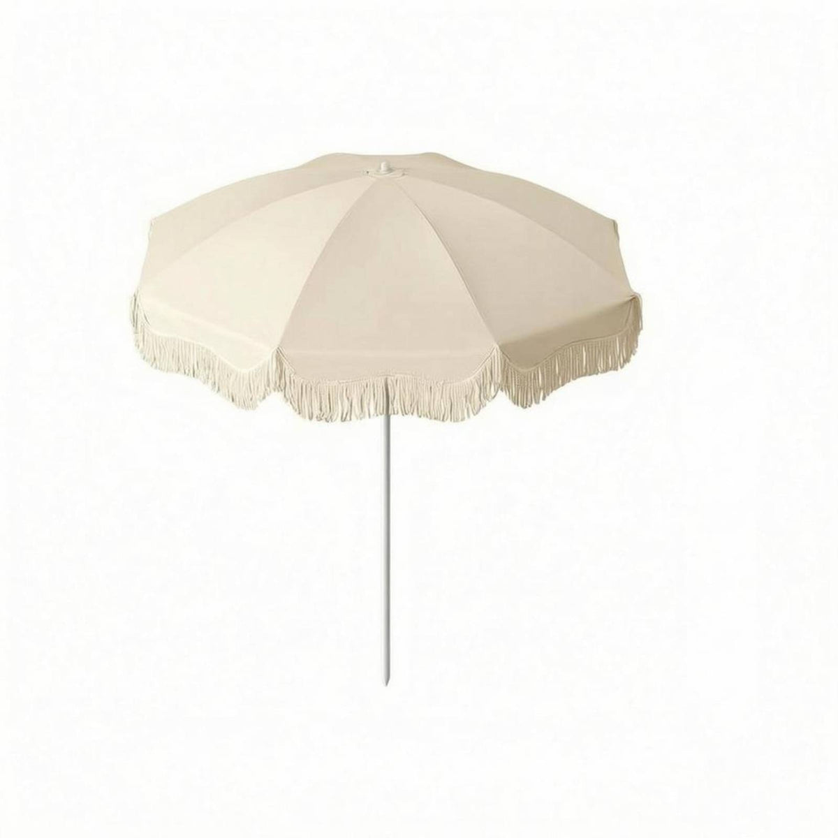 Tassel Patio Umbrella Black-Coated Fringed Canopy Umbrella Sunshade Sun-Blocking Outdoor Shade Straight Pole