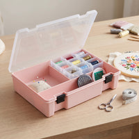 Multifunctional Sewing Thread Storage Box with Lid, Transparent Plastic Organizer for Home Sewing Kits