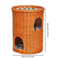 Double Layer Cat Nest Breathable Wicker Cat House Handwoven