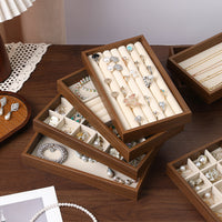 Walnut Wood Grain Jewelry Tray, Small Drawer Organizer for Necklaces, Rings, Earrings, Bracelets