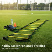 Enhances Balance and Coordination Speed Training Ladder Sturdy Construction Foldable Agility Ladder Anti-Slip Surface Sports Equipment Extendable Design for Football Players, Athletes, Coaches