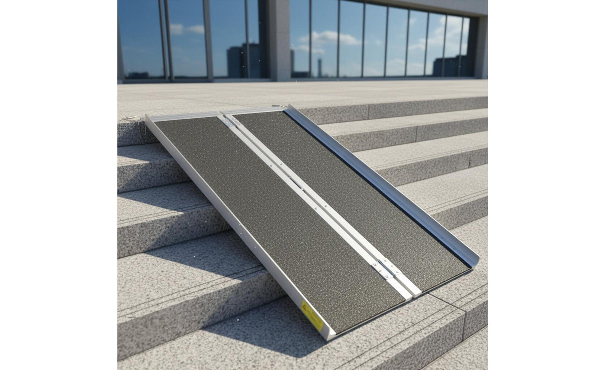 Foldable Aluminum Ramp Anti-Slip Surface Folding Ramp Rustproof Mobility Aid for Entry Steps, Stairs, Doorways