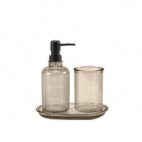 3 Pieces Coordinated Bathroom Set with Tumbler Functional Bathroom Accessory Set with Tray Practical Soap Dispenser with Tray Versatile for Vanity