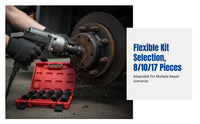 Heavy Duty Impact Socket Set, Air-Powered Extended Socket Head, Polished Molybdenum Steel, Wheel Shaft Removal, Mechanical Repair