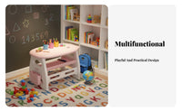 Safe Material Kids Desk and Chair Set Easy to Clean children's Study Desk with Storage Toddler Learning Table Multipurpose for Toddlers, Preschoolers, Parents, Playroom, Bedroom, Living Room, Preschool