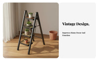 Folding Step Ladder Foldable Design Retro Design Step Stool Lightweight Decorative Ladder Shelf for Homeowners, DIY Enthusiasts, Home, Kitchen