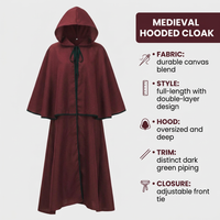 Hooded Cloak Maxi Cape, Fancy Dress Costume Halloween, Hooded Cloak Maxi Polyester, Fancy Dress Costume for Party Goers