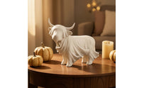 Halloween Highland Cow Ghost Statue Spooky Cow Ghost Figurine Rustic Statue with Drape Whimsical for Tabletop