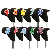 10 Pieces Golf Iron Headcover Set Easy Identification Golf Iron Headcover Universal Fit Neoprene Club Head Cover
