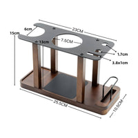 Bamboo Posts Aeropress Stand Metal Top Plate Coffee Organizer Stand Multiple Slots Coffee Bar Station Rounded Corners