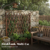 Anti Climbing Plant Support Grid Weather-Resistant Climbing Plant Support Decorative Expandable Wooden Trellis Versatile Use for Gardeners, Homeowners, DIY Enthusiasts, Balcony, Patio, Yard, Wall Decoration