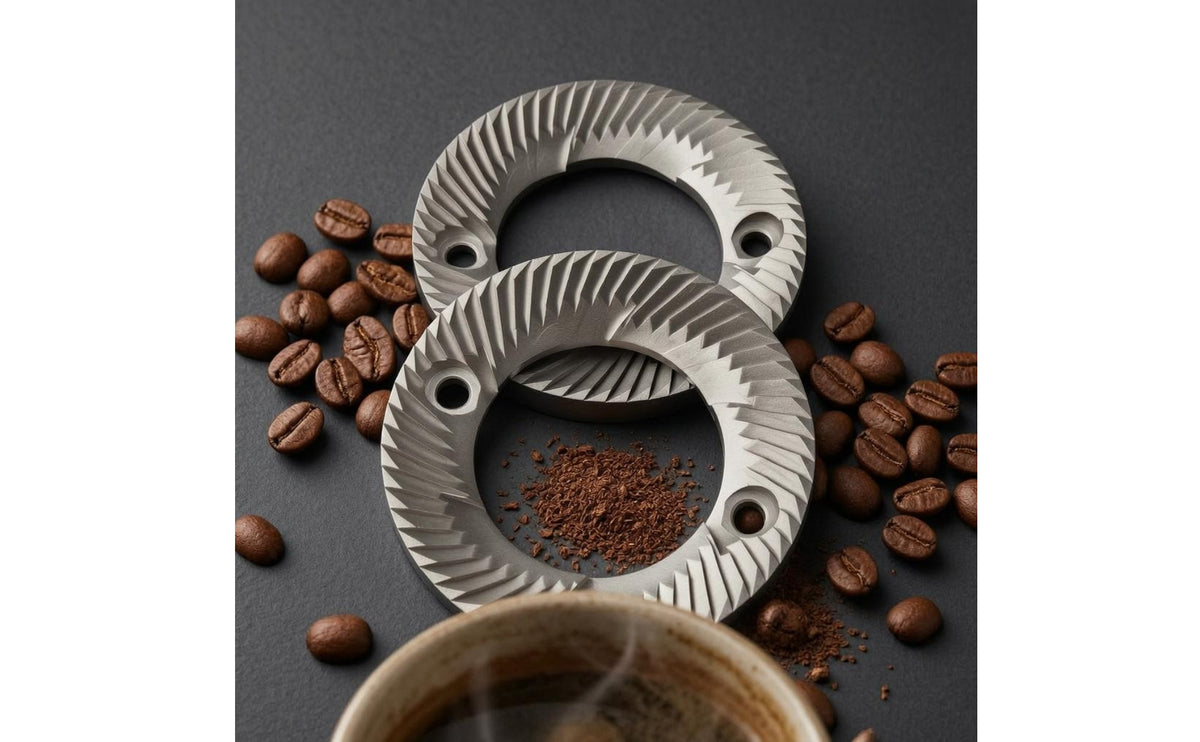 60mm Stainless Steel Coffee Grinder Burr Discs (2 Pieces) with Angled Teeth for Replacement