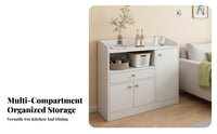 Floor Standing Tea Cabinet Large Capacity Wooden Buffet Cabinet Multi-Compartment Storage Kitchen Buffet Table for Renters, Entryway, Hallway, Bedroom