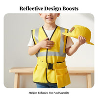 5 Pieces Educational Toy Children's Carpenter Dress up Kit Realistic Design Yellow Worker Uniform for Children Long-Lasting Material