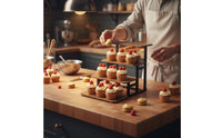 4 Tier Display Stand Rustic Cupcake Stand with Wooden Shelves Space Saving Wood Display Riser for Party Hosts, Weddings