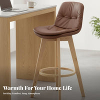 Modern Design rotating Counter Stool with Backrest Built-in Footrest High Chair Padded Seat Seating Furniture Ergonomic for Cafe Owners, Homeowners, Renters, Reception Area, Bistro, Kitchen, Dining Room