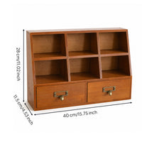 Wooden Desktop Organizer with Drawers Warm Brown Desktop Organizer with Drawers Retro for Vanity