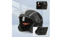 Half Helmet ABS Shell Double Visor Helmet Vehicle Safety Gear EPS Padding Anti-Fog