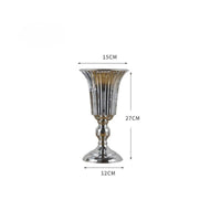 3 Pieces Luxury Design Gold Crystal Vase Ornamental Metal Flower Vase Shiny Finish for Wedding, Hotel, Banquet
