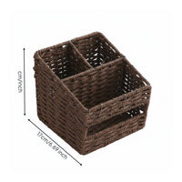 Handwoven Multi-Compartment Woven Basket Decorative Accent Multi-Compartment Desk Organizer Sturdy Construction Entryway Key and Mail Holder No Assembly Required for Office, Coffee Table