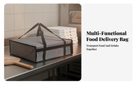 Meal Transport Bag Zipper Closure Insulated Thermal Pizza Pouch Heavy-Duty Straps for Restaurants, Caterers, Takeaway Service