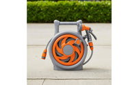 Portable Hose Reel with Spray Nozzle Compact Hose Storage Reel Handheld Organizer Convenient for Gardeners, Homeowners, Gardens, Car Washing, Patios