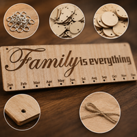 Valentine's Day Wooden Calendar Plaque Hanging Ornament Birthday Party Couple Decoration Commemorative Reminder Board