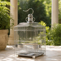Bird Cage with Pull-out Tray Stainless Steel Hanging Bird Cage Easy to Clean Birdcage for Budgies, Finches