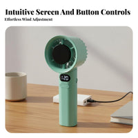 Lightweight USB Rechargeable Fan Long Battery Life Mini Cooling Fan Powerful Airflow Portable Jet Blower Quiet Operation for Travel, Outdoor, Office, Commuting