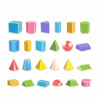 24 Pieces Geometry Teaching Model Kit Brightly Colored Geometric Shapes with Storage Box Educational Geometry Manipulatives for Tutors, Classroom