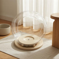 Acrylic Cat Dome Bed Built-in Balls Rotating Cat Bed Pet Furniture Round