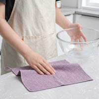 380 GSM Microfibre Cloth and Super Absorbent Cloth Checkerboard Tea Towels for Kitchen, 30x30cm Bound Border Household Cleaning Tool