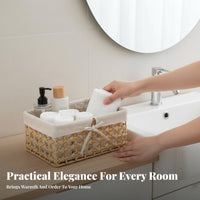 Woven Rectangular Container adaptable WovenDesign Aesthetic Container With Handles