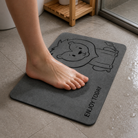 Cartoon Animal Diatomaceous Earth Bath Mat, Non-Slip Absorbent Quick Dry Floor Mat for Bathroom