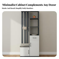 Multifunctional Entryway Cabinet Space Saving Shoe Storage Bench with Partition Reinforced Glass Doors Tree with Bench and Shoe Storage for Way