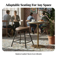 Minimalist Design Backless Padded High Stool Comfortable Cushion Padded Backless Stool Sturdy Construction Bar Chair Stable Frame for Homeowners, Business Owners, Adults, Front Desk, Cafe, Restaurant, Kitchen Island