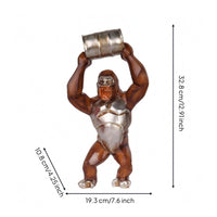 Resin Primate Sculpture Imitation Wood Tabletop Primate Sculpture Decor Metal-Like Highlight