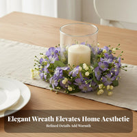 Small Floral Candle Wreath Realistic Look Artificial Flower Wreath for Families, Weddings