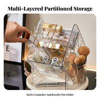 Space Saving Desktop Jewelry and Makeup Holder Large Capacity Multi-Compartment Cosmetic Rack Anti-Slip Base for Adults, Bathroom, Dorm Room