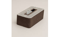Wooden Tissue Box with Leather Rounded Corner Desktop Tissue Box Striped Home Decor for Coffee Table, Office