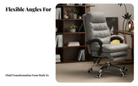 Height Adjustable Reclining Armchair with Footrest managerial design Reclining Task Chair with Footrest 360-Degree rotating Desk Seat Padded Armrests for Students, video game enthusiasts, Study Room, Bedroom, resting