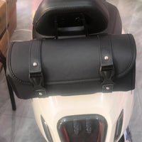 Waterproof Motorcycle Hanging Bag Leather-Look Roll-Top Motorcycle Bag No-Hole Mount Buckle Straps