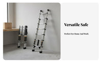 Foldable Stainless Steel Telescopic Ladder Heavy-Duty Telescoping Ladder Adjustable Height Space-Saving for DIY Enthusiasts, Professionals, Household, Construction Site, Indoors, Outdoors