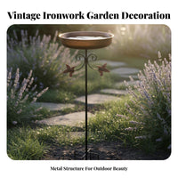Wrought Metal Avian Bath Vintage Design Pedestal Avian Bath Garden Decor Stable Pronged Base Water Feature Easy Assembly